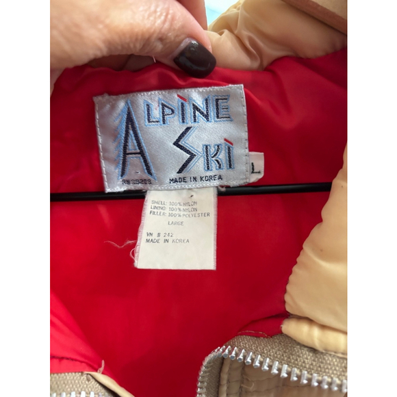 Vintage Men's Alpine Ski Tan Red Vest Size L - Picture 2 of 3